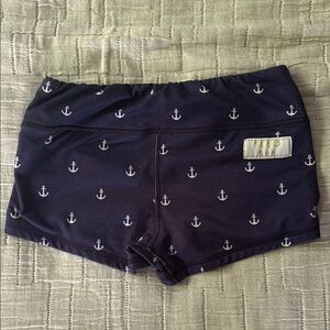Fleo Dark Blue Anchor Print Athletic Shorts